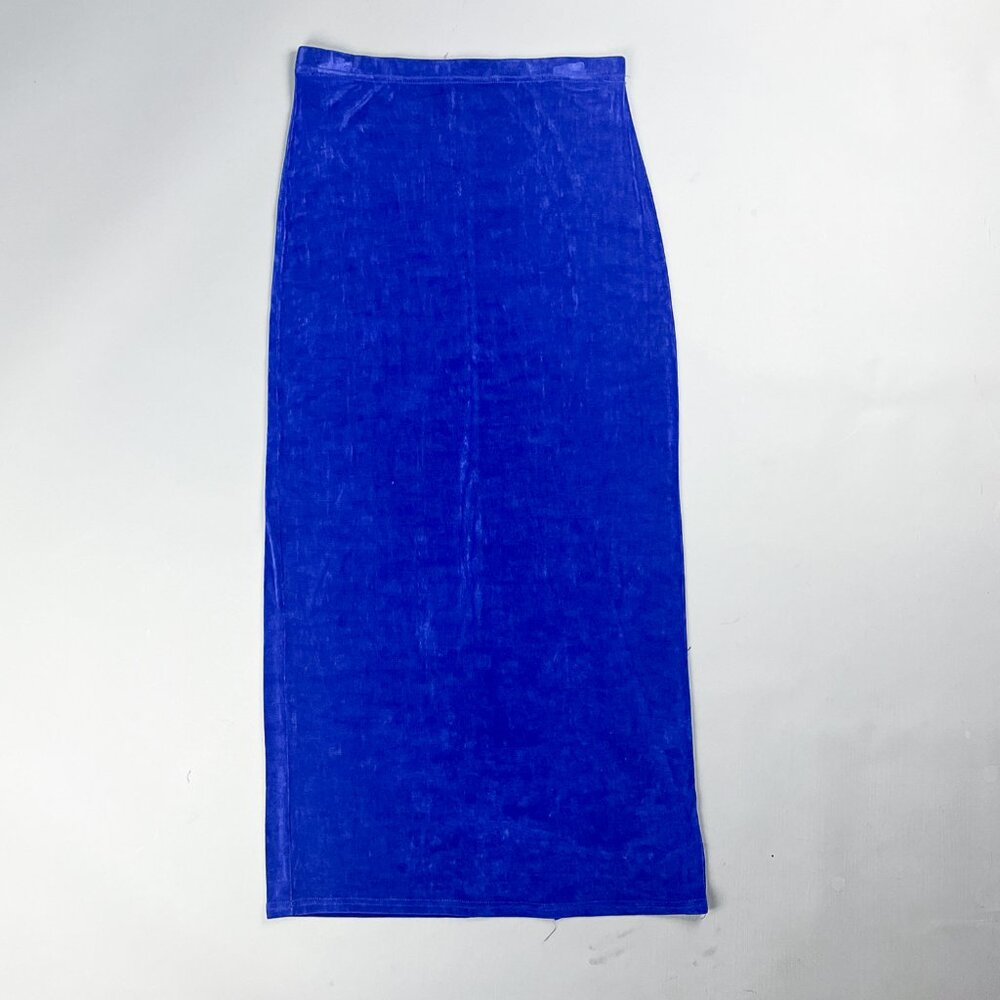 Stretch Maxi Skirt | Vintage 90's Royal Blue Sexy Bodycon Long Skirt